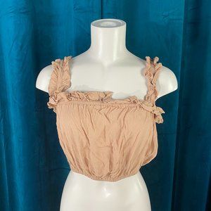 Forever 21 Ruffle Sleeveless Crop Top Tan